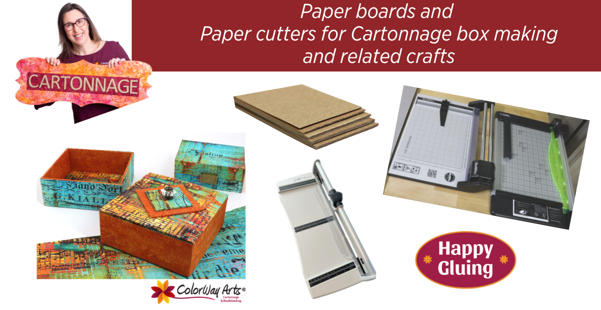 Paperboards and paper cutters for cartonnage box making and related crafts