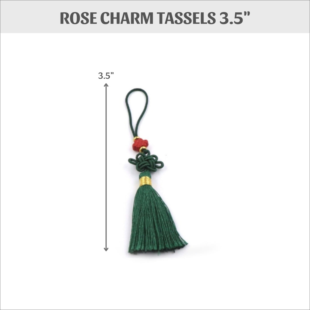 Tassels, rose charm tassels - 3.5&quot; - pack of 2