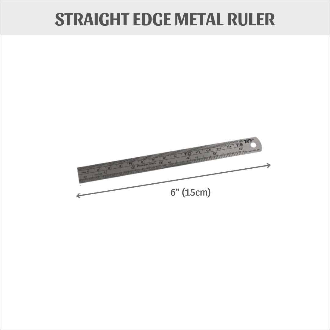 Straight Edge Metal Ruler, Stainless Steel - Ruler 6 Inch