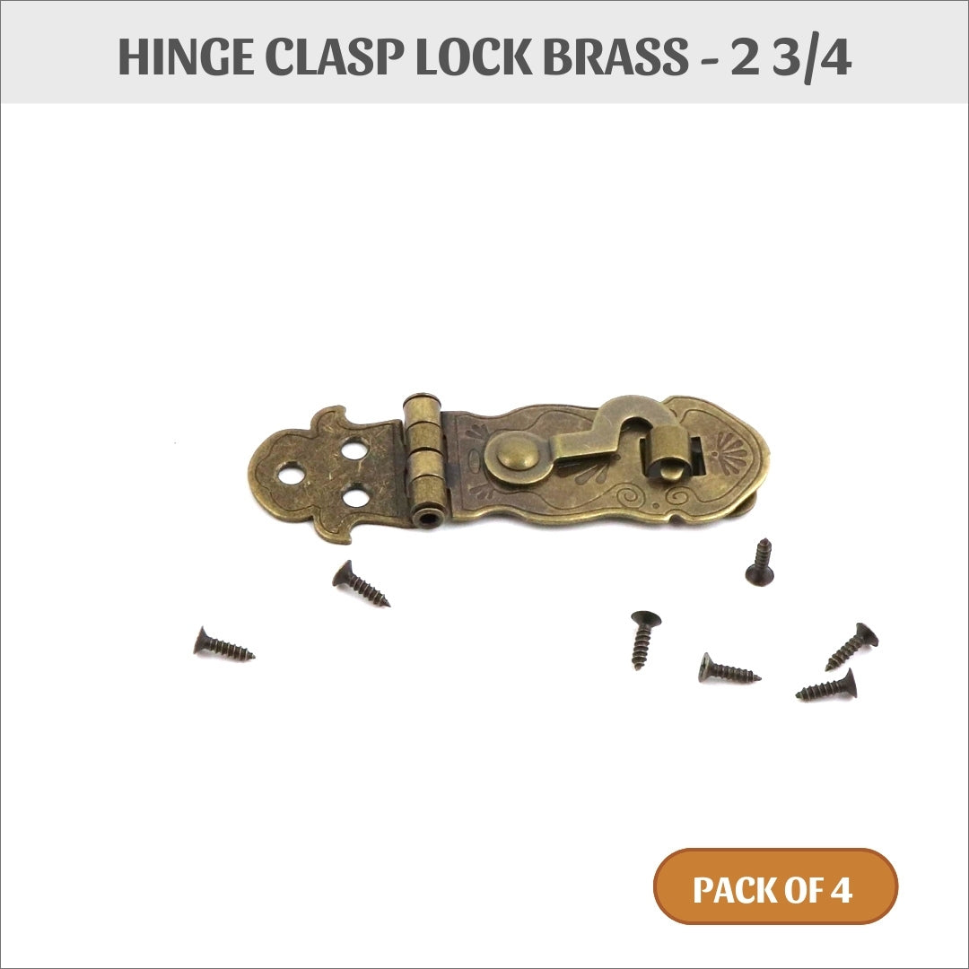 Hinge clasp lock brass, 2 3/4&quot; metal clasp for boxes, HD36