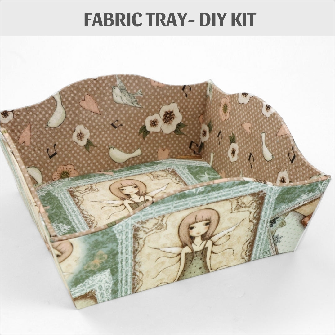 Fabric covered box tray DIY kit, fabric box kit, cartonnage kit 140, online instructions included