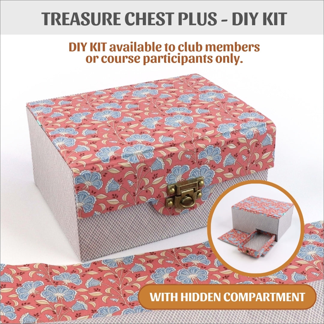 Fabric treasure chest Plus with hidden compartment DIY kit, cartonnage kit 154a