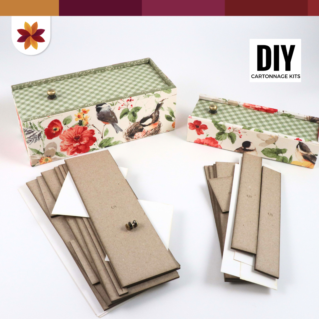 Sliding lid fabric box DIY kit, cartonnage kit 230