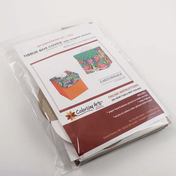 Fabric tissue box cover with magnet closure DIY kit
