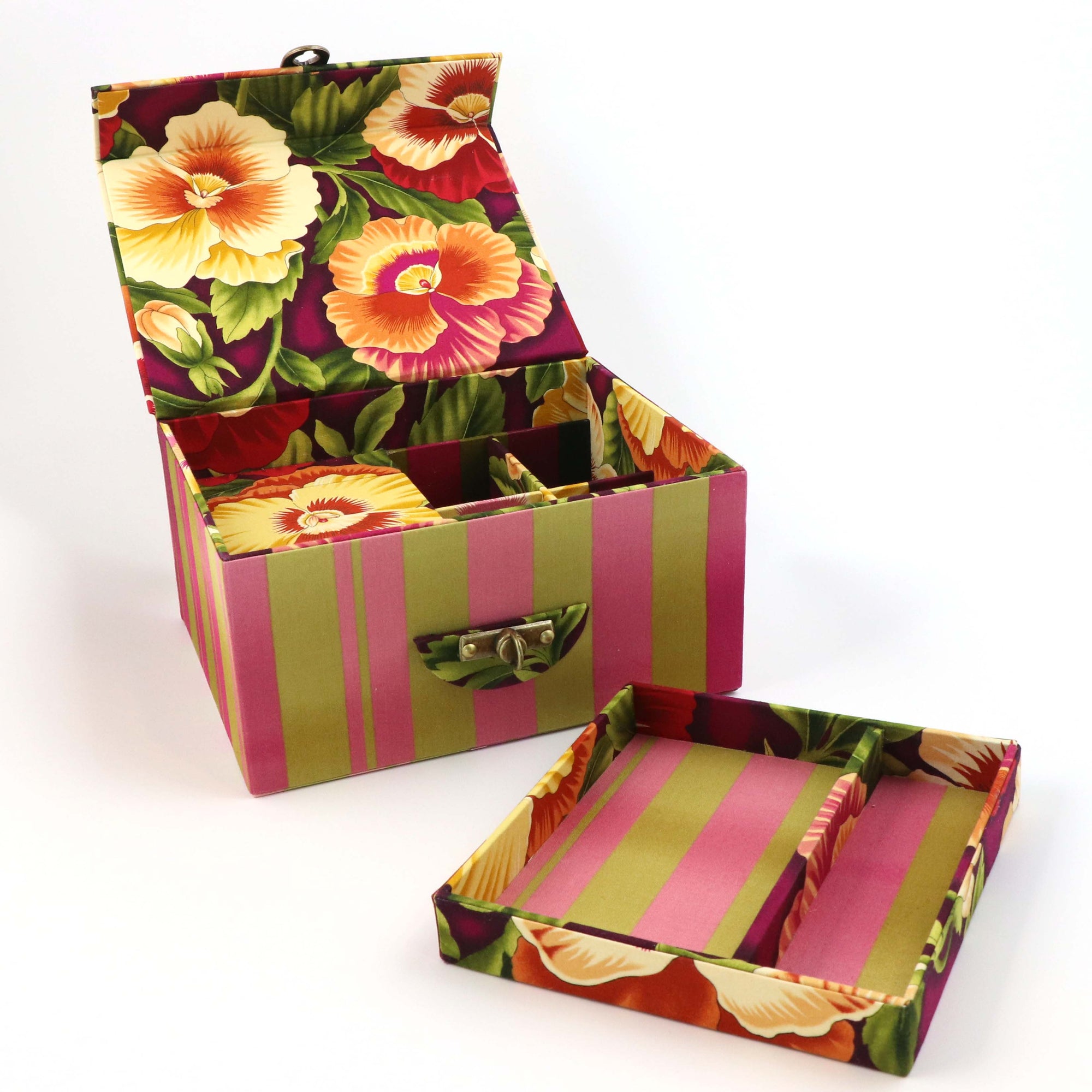 Fabric treasure chest Plus with hidden compartment DIY kit, cartonnage kit 154a