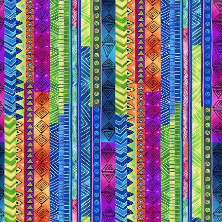 Fabric - Multi Basic Stripe - Laurel Burch - Half Yard