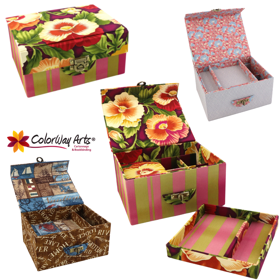 Fabric treasure chest Plus with hidden compartment DIY kit, cartonnage kit 154a