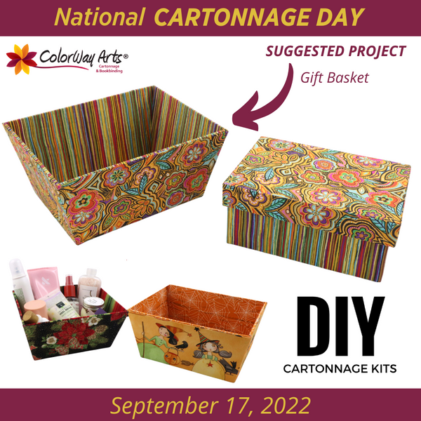 Fabric caddy organizer DIY kit, cartonnage kit 170 - Colorway Arts