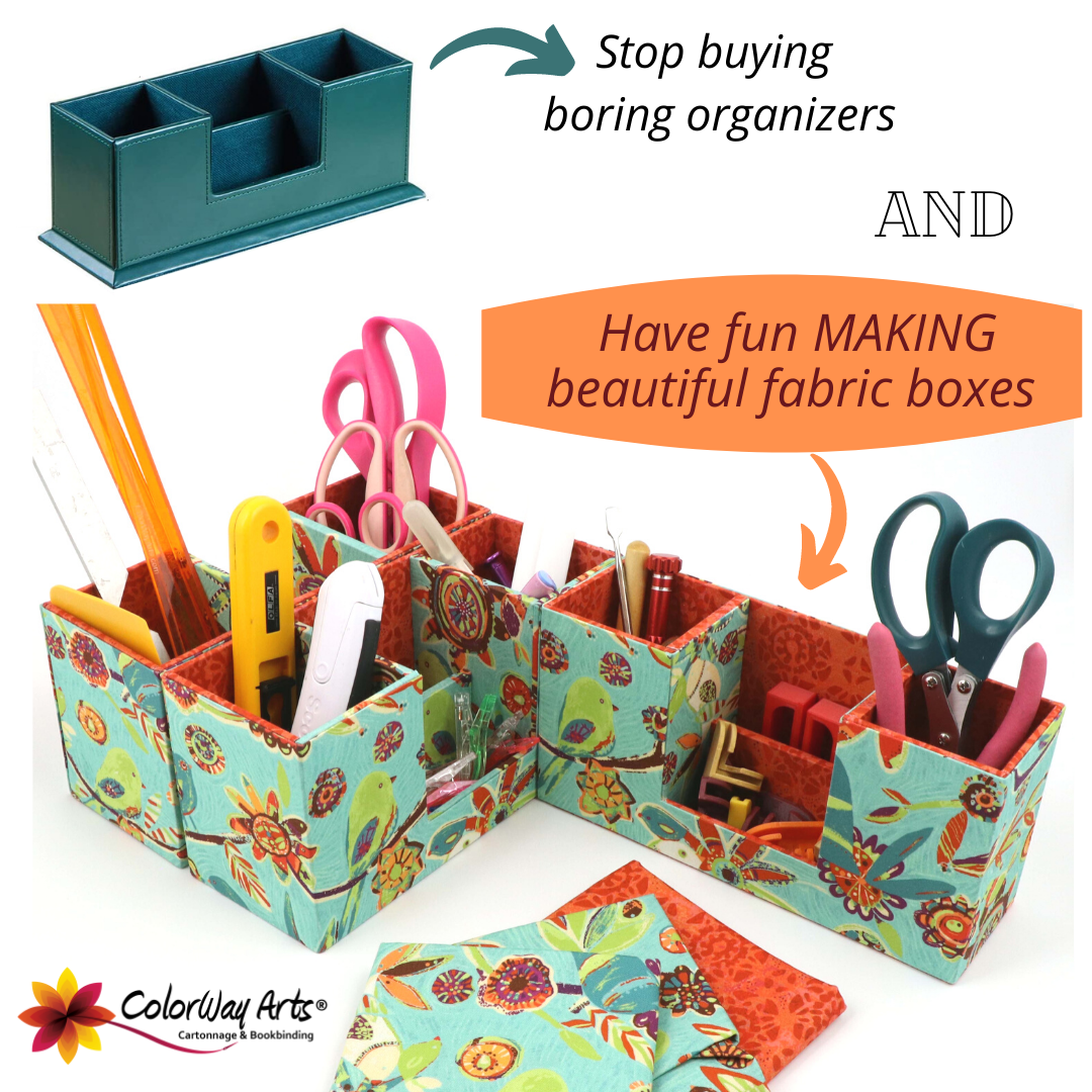 Have fun making beautiful fabric boxes at the National Cartonnage Day