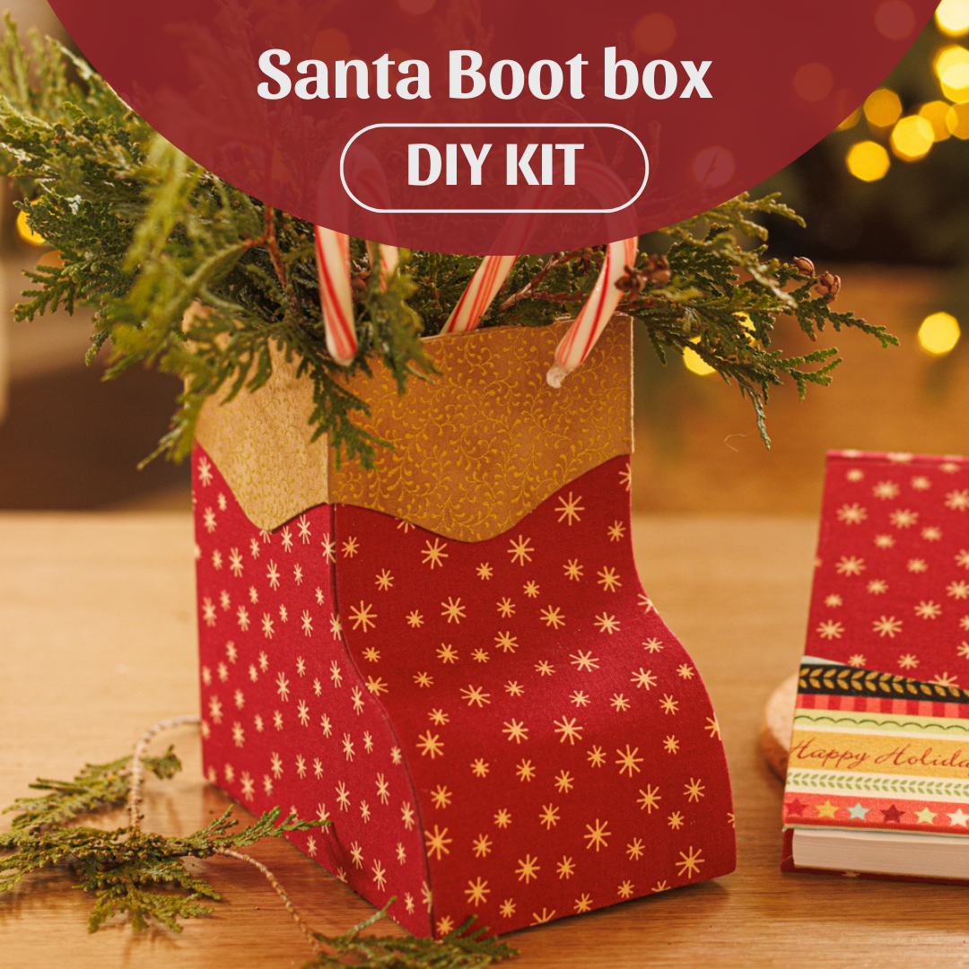 DIY cartonnage kit to make a Santa Boot box, cartonnage kit 152, online instructions included
