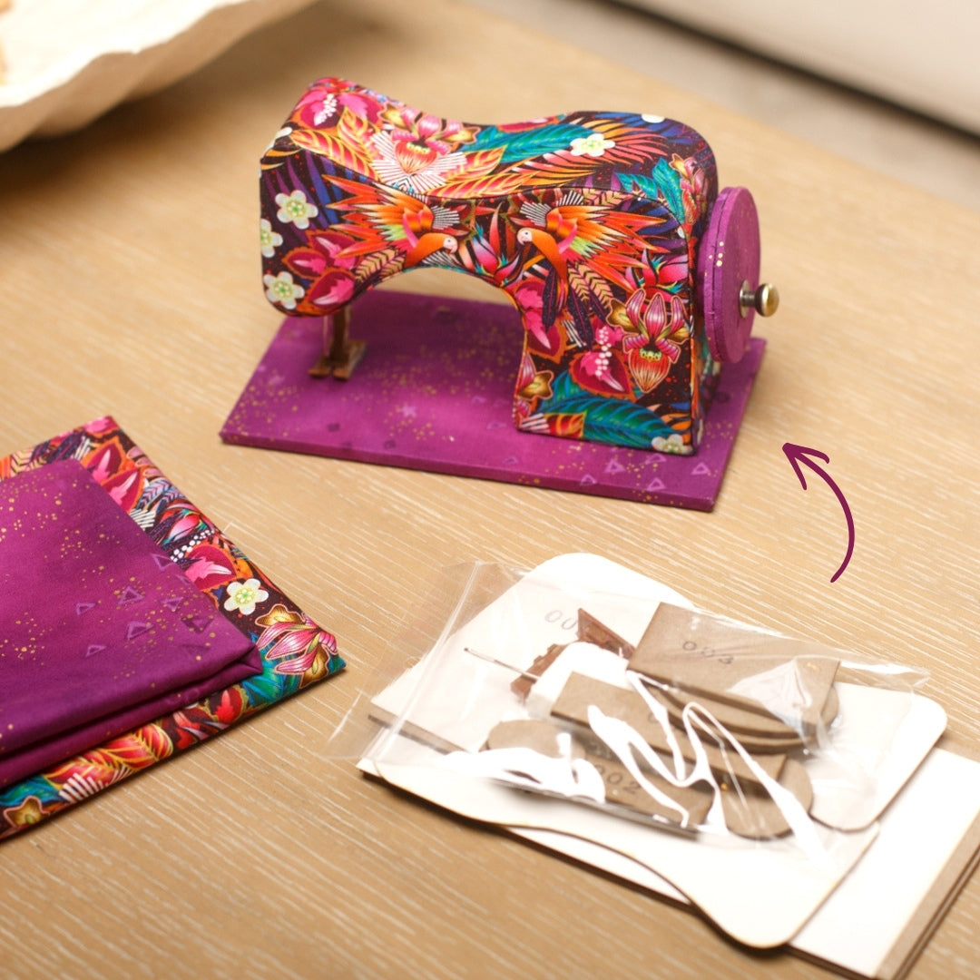 MINI fabric sewing machine DIY kit, cartonnage kit 156, online instructions included