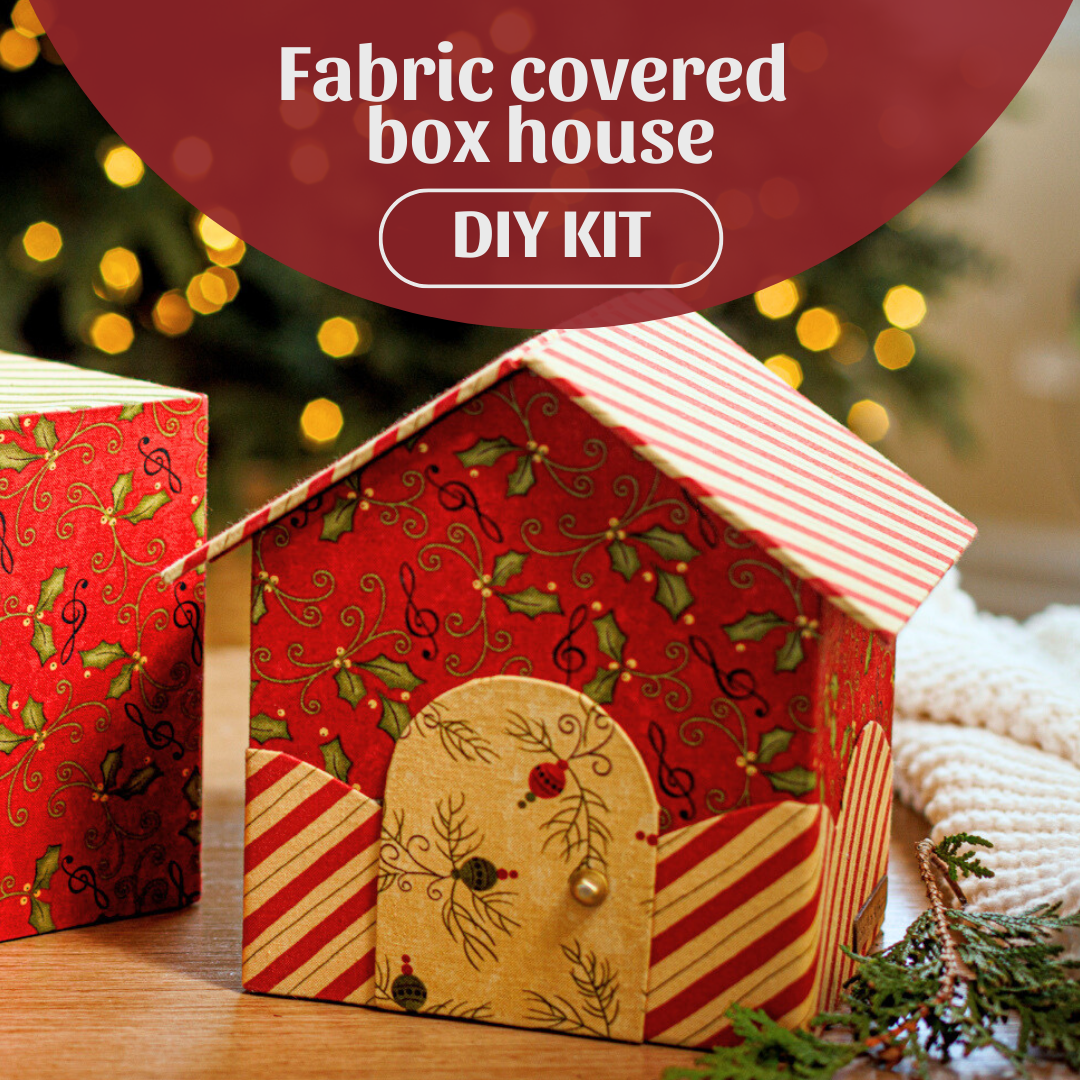 Fabric covered box house DIY kit, cartonnage kit 151, online instructions included