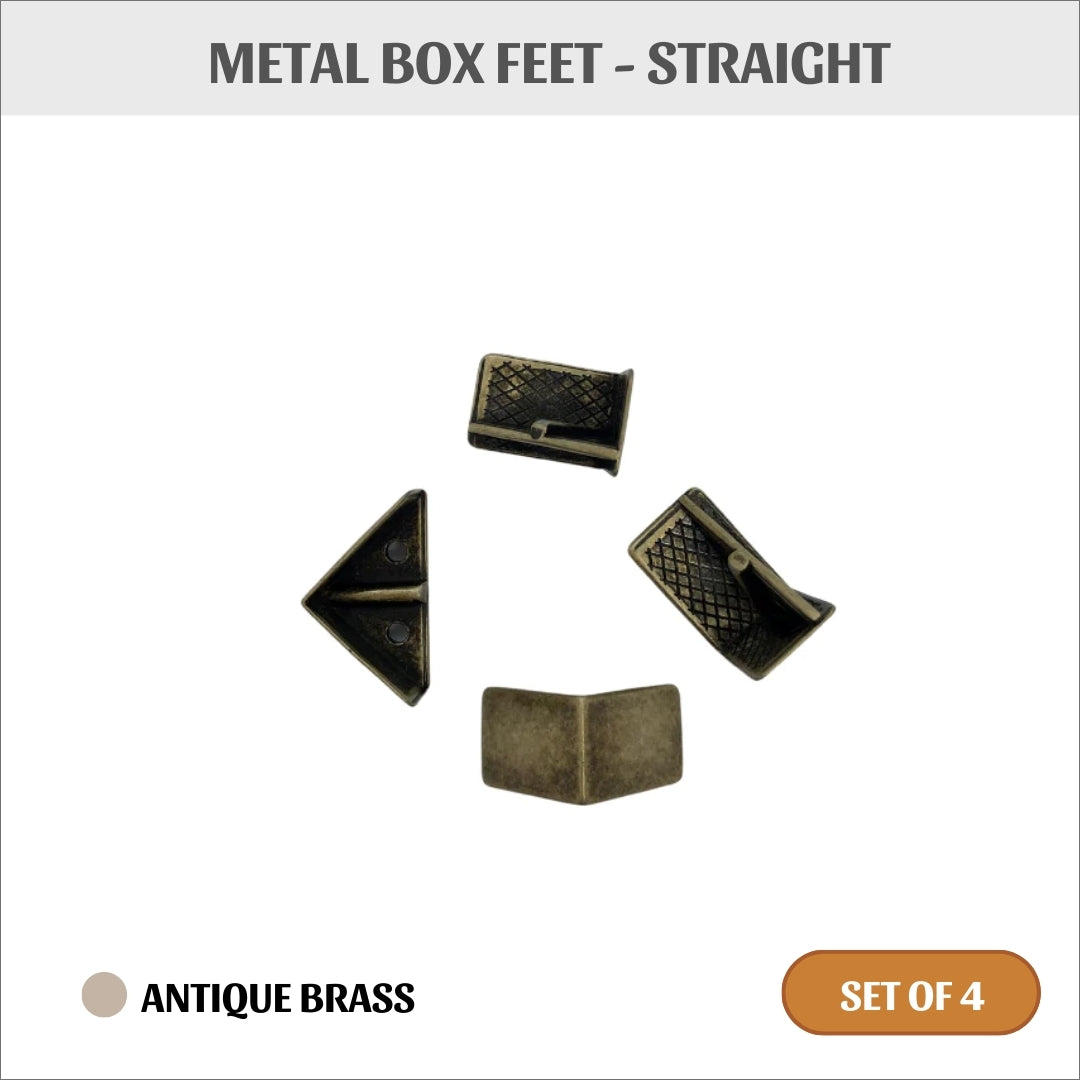 Metal Box Feet (set of 4) - Straight - Antique Brass