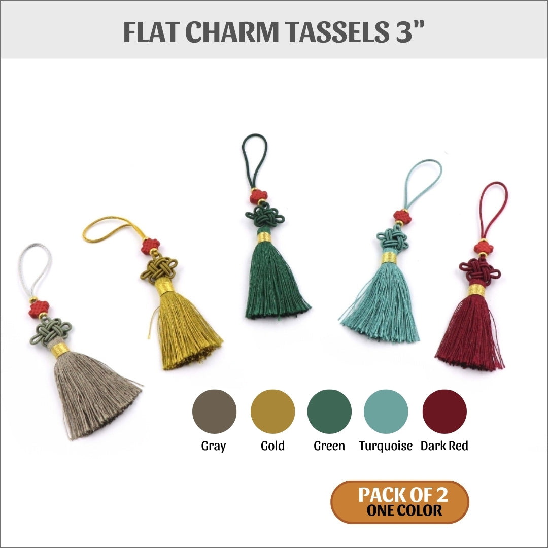 Tassels, flat charm tassels - 3&quot; - pack of 2