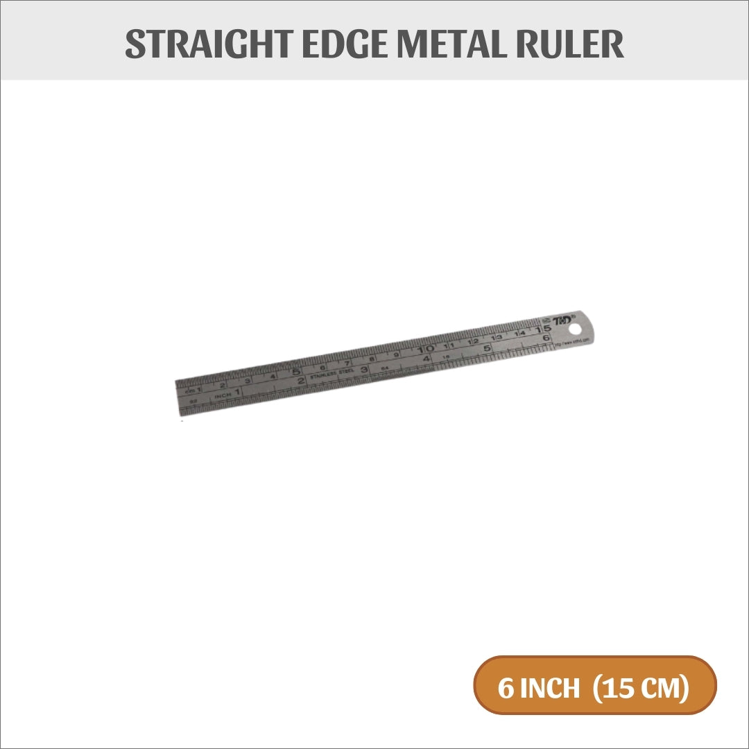 Straight Edge Metal Ruler, Stainless Steel - Ruler 6 Inch - Colorway Arts