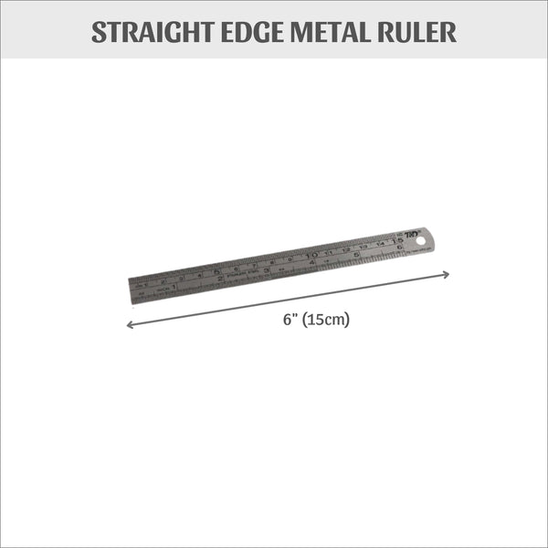 Straight Edge Metal Ruler, Stainless Steel - Ruler 6 Inch - Colorway Arts