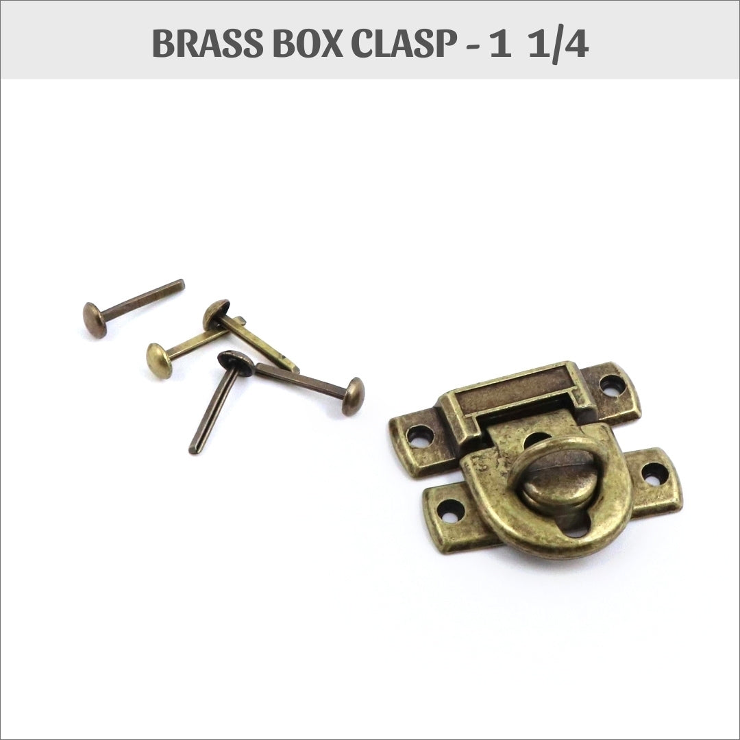 Brass box clasp, 1 1/4&quot; metal clasp for boxes with brads included, HD33