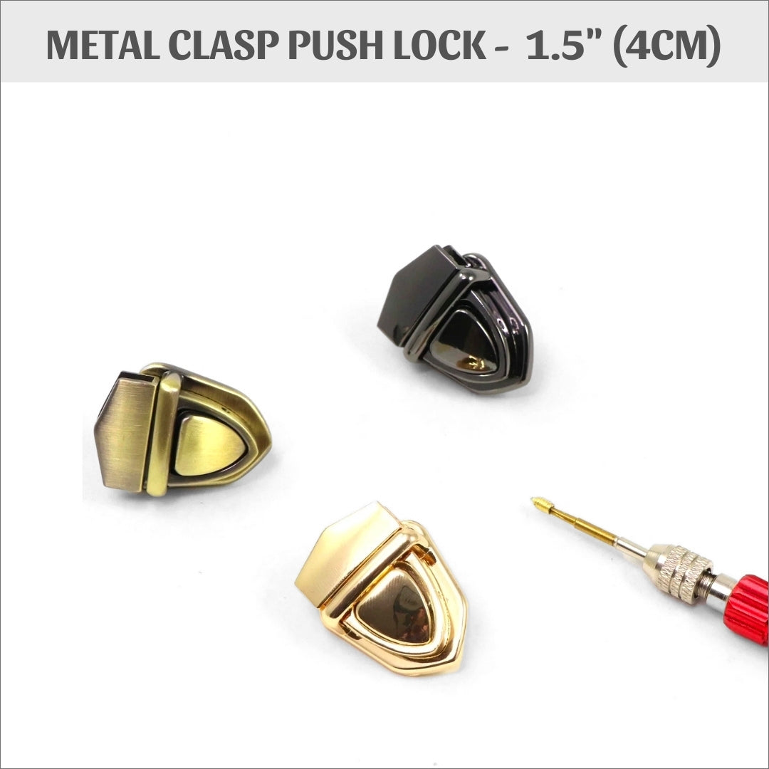 Metal clasp push lock, box clasp, bag clasp, clasp 1.5” (4 cm