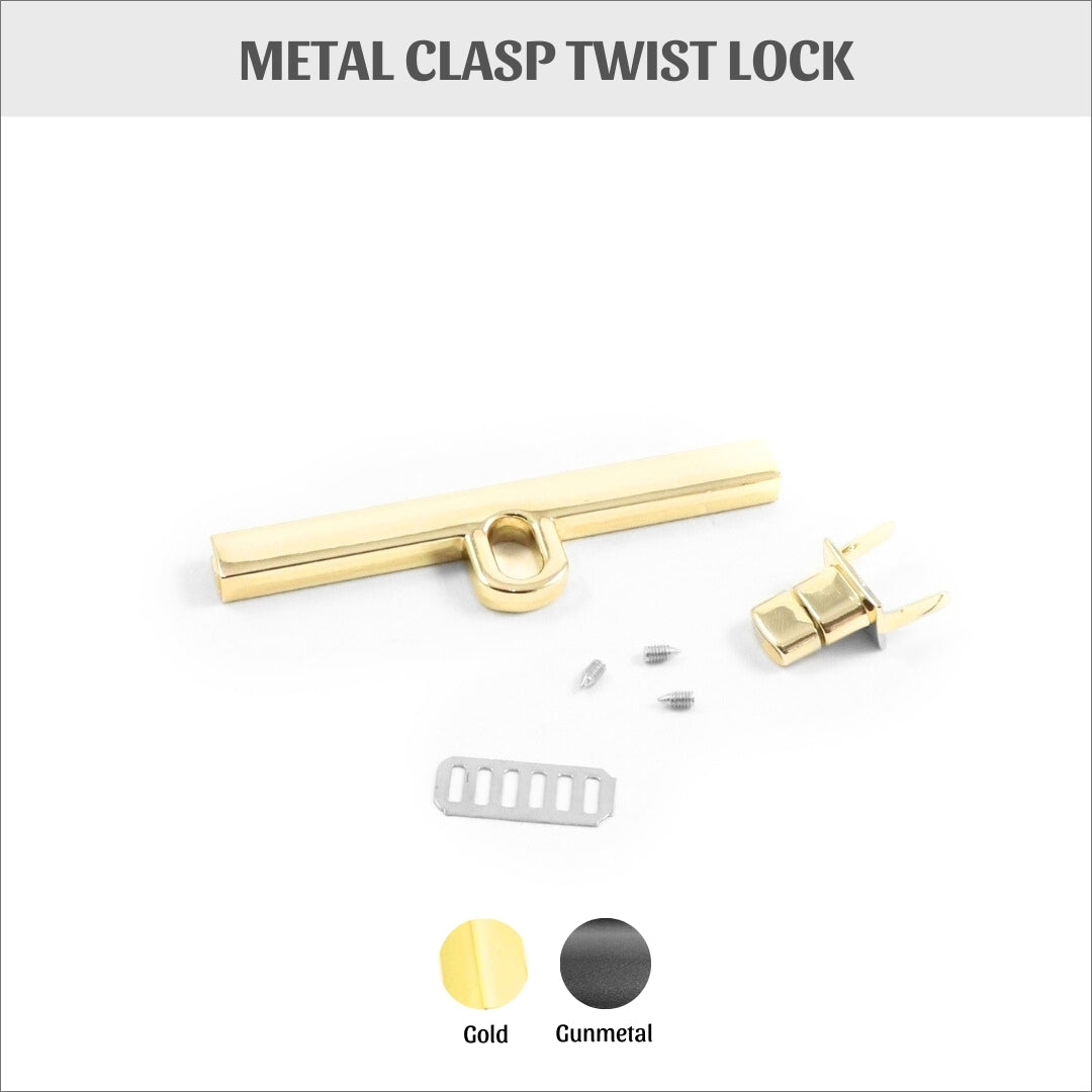 Metal clasp twist lock, box clasp, bag clasp, clasp 3 3-4&quot; (9.5 cm), HD04
