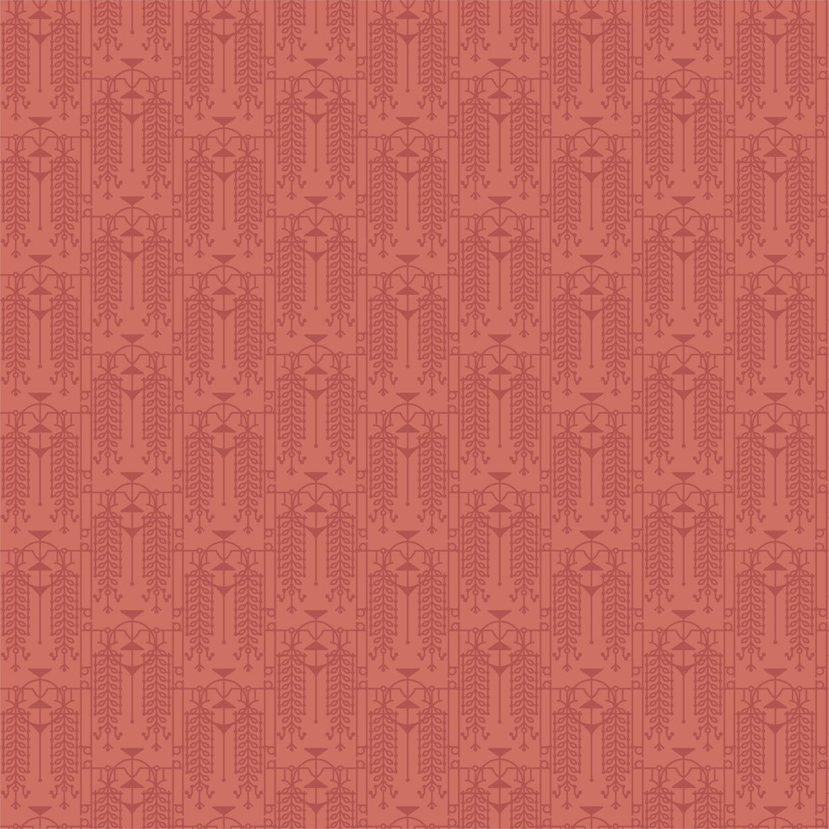 Fabric - The House Beautiful Design A - Pottery Red - Frank Lloyd Wright - Half Yard