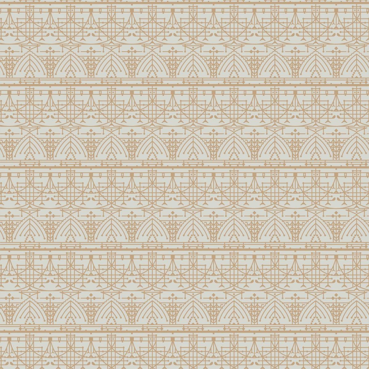 Fabric - The House Beautiful Design B - Soft Gray - Frank Lloyd Wright - Half Yard