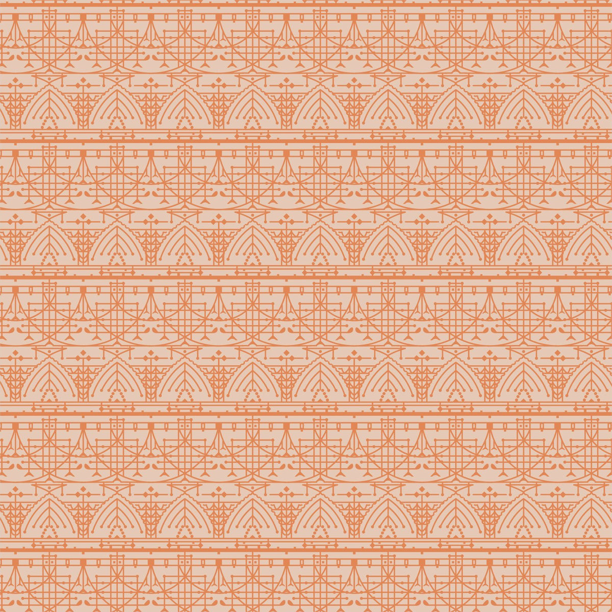 Fabric - The House Beautiful Design B - Ochre - Frank Lloyd Wright - Half Yard