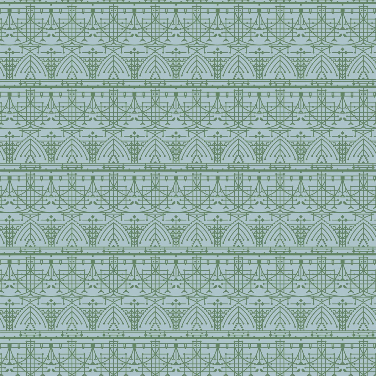 Fabric - The House Beautiful Design B - Sky Blue - Frank Lloyd Wright - Half Yard
