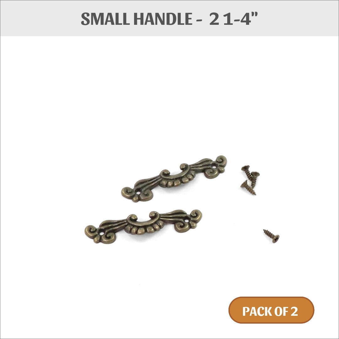 small handle, 2  1-4&quot; small metal handle for boxes with screws, pack of 2,  HD10