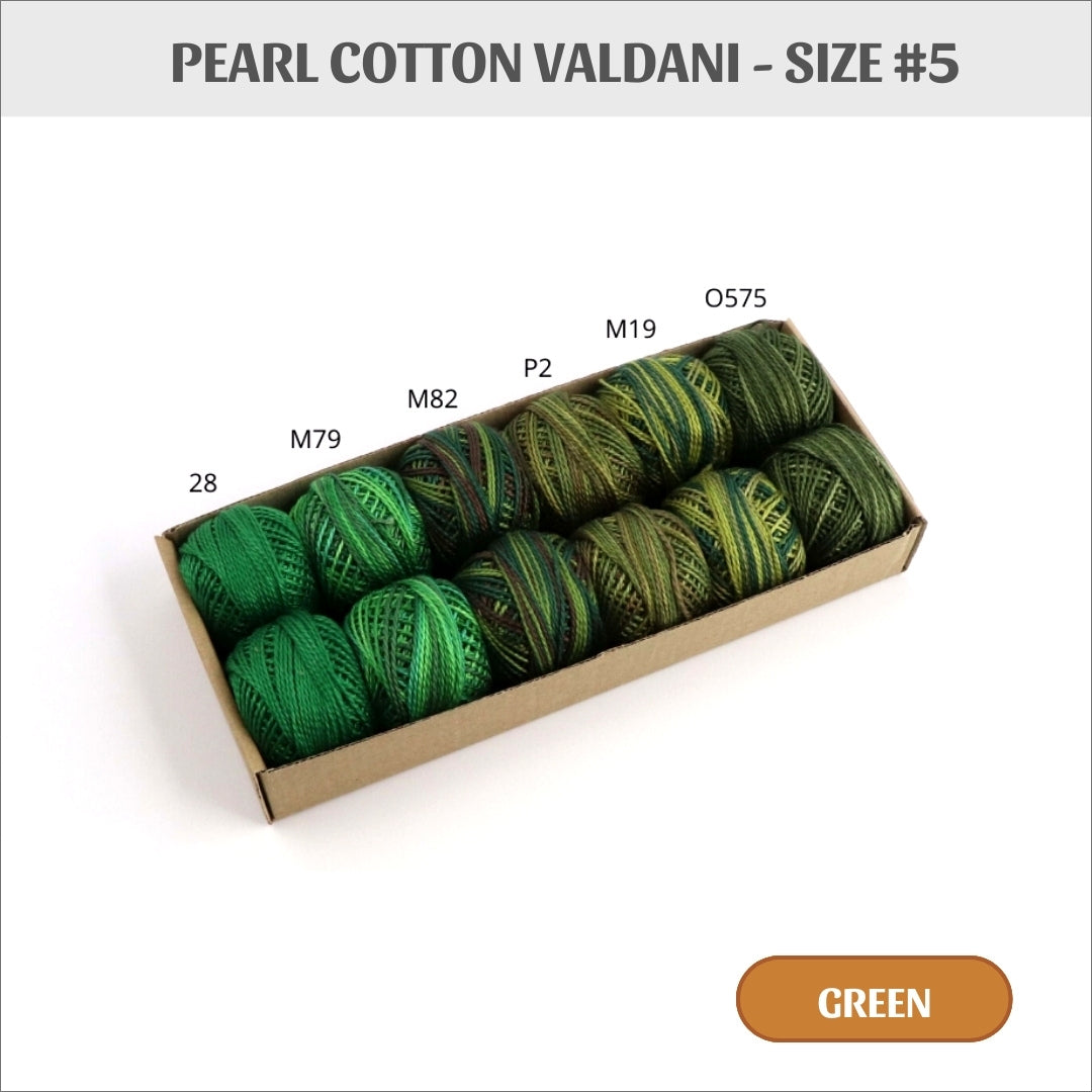 Pearl cotton VALDANI thread size #5 (greens)