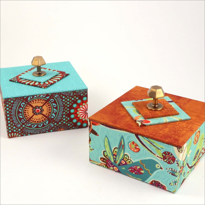 Square box DIY kit, fabric box kit, cartonnage kit 194, Video tutorial ...