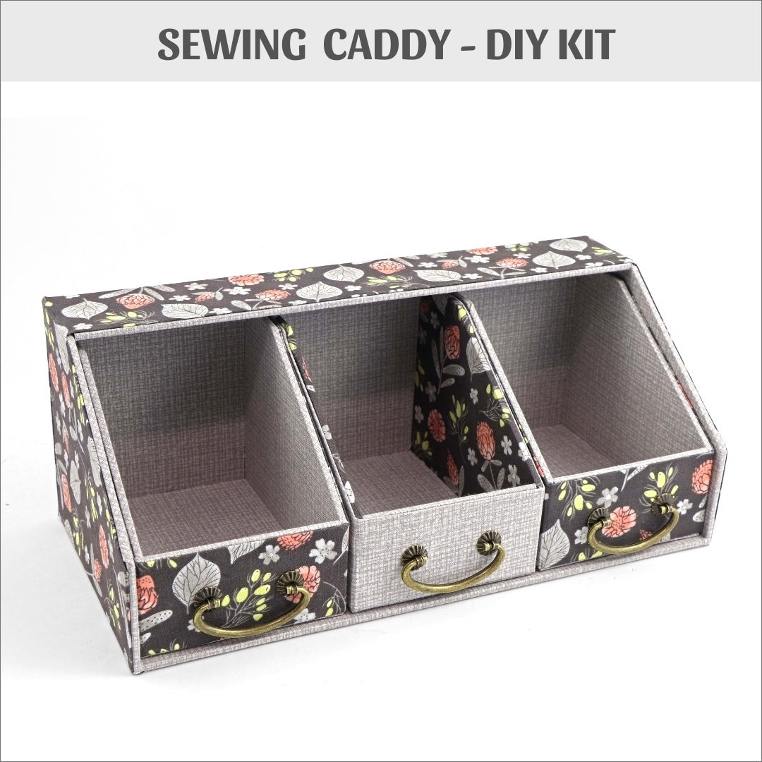 Fabric Sewing caddy DIY kit, cartonnage kit 157, Online instructions included