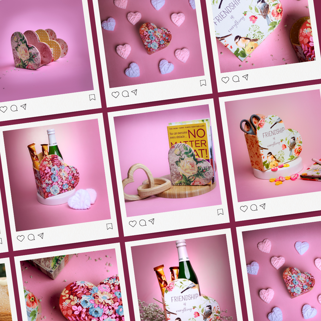 Supreme Heart fabric box DIY kit, cartonnage kit 238