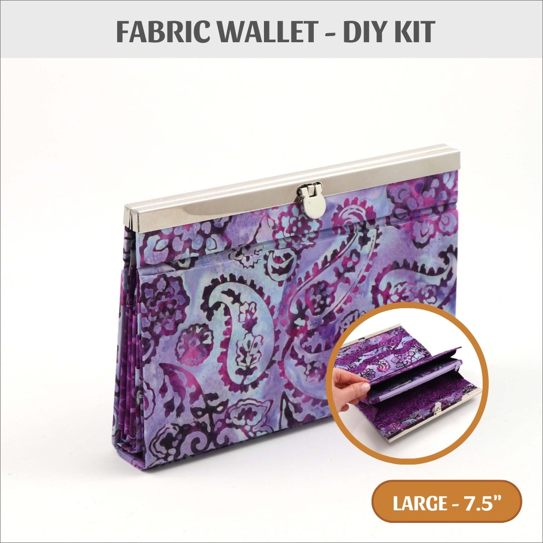 Fabric wallet diva frame, fabric cartonnage wallet, cartonnage kit 168, big fabric wallet - 7.5&quot;, online instructions included