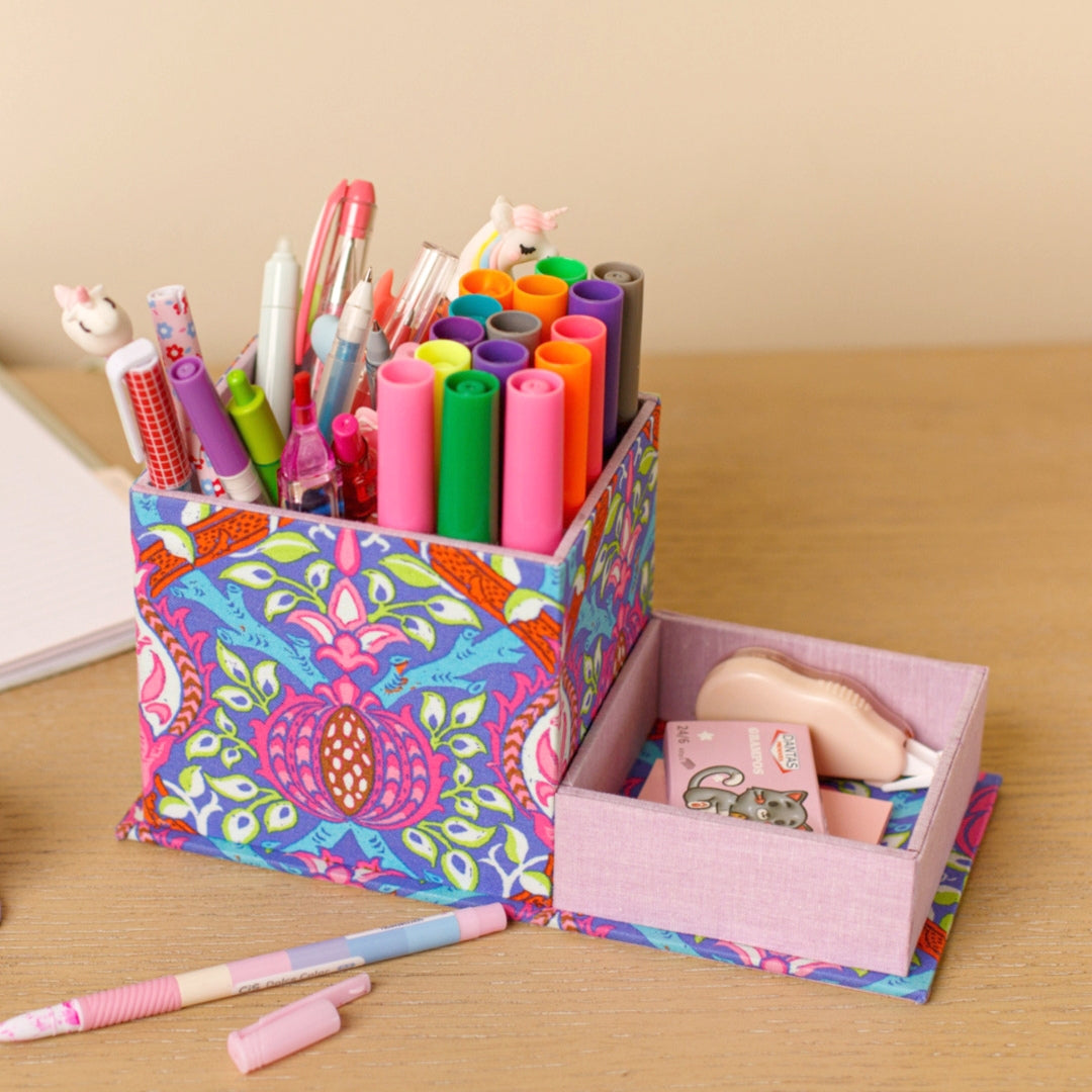 Small Fabric Desk organizer DIY kit, cartonnage kit 242