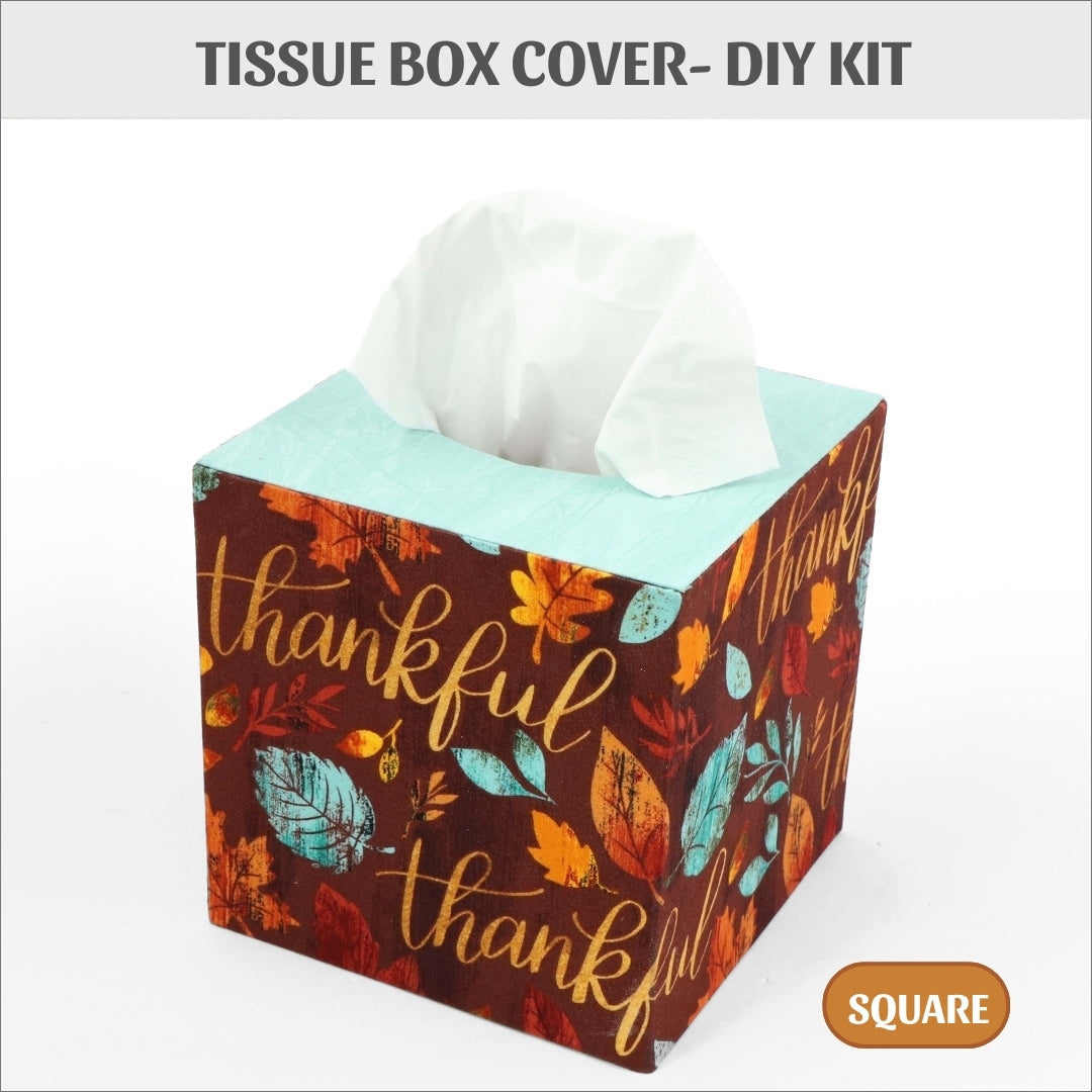 Fabric square tissue box cover DIY kit, cartonnage kit 141, online instructions included