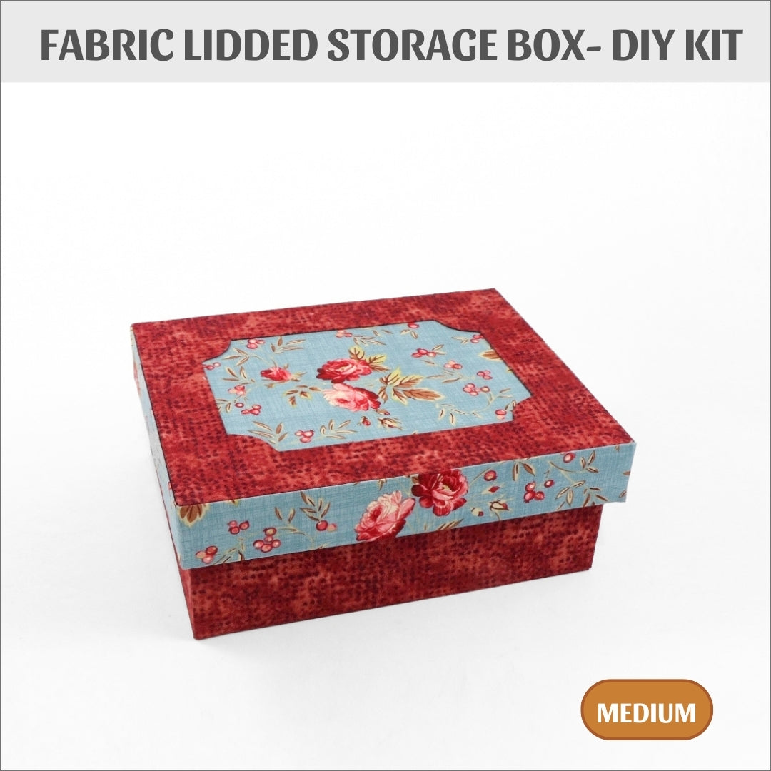 Fabric lidded storage box DIY kit, cartonnage kit 160, online instructions included