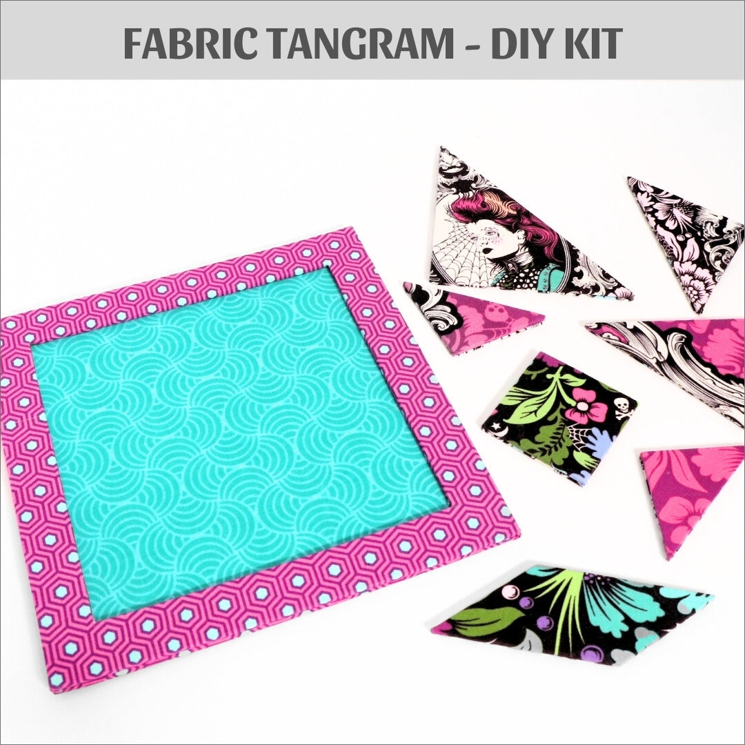 Fabric Tangram DIY kit, video tutorial, kit 225 - Colorway Arts