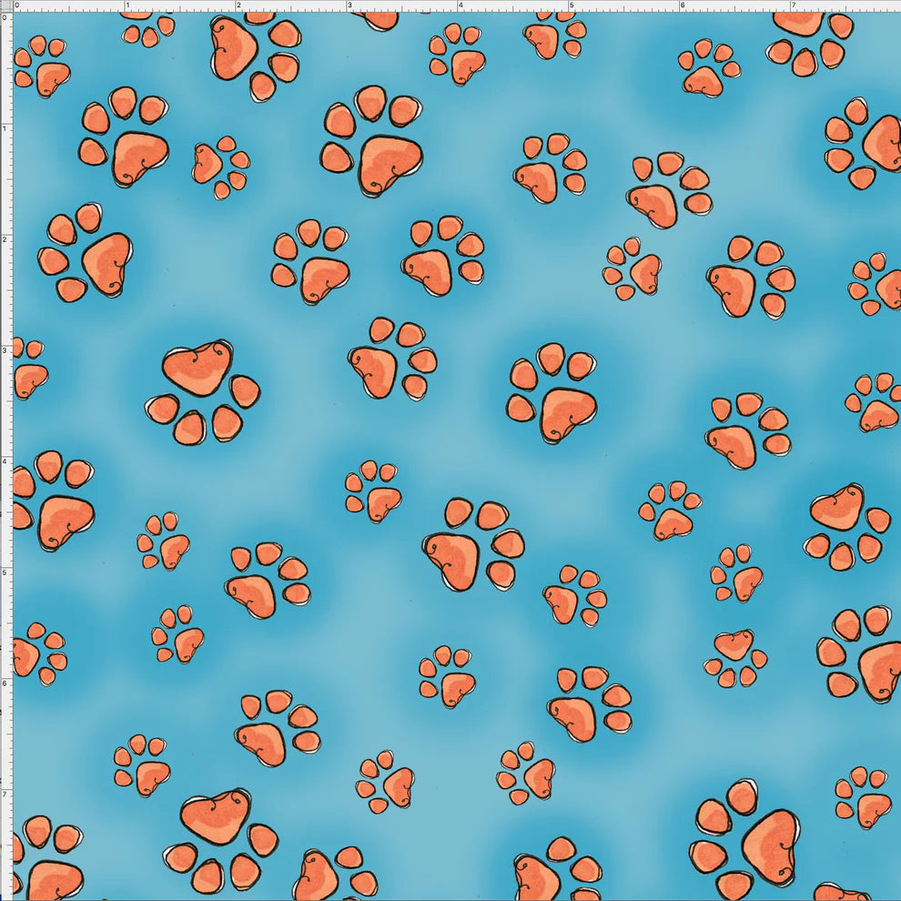 Fabric - Fun Paws Turquoise - Loralie Designs - Half Yard