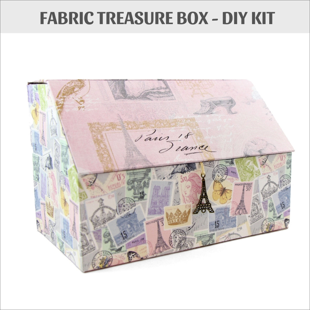 Fabric treasure box DIY kit, cartonnage  kit 146, online instructions available