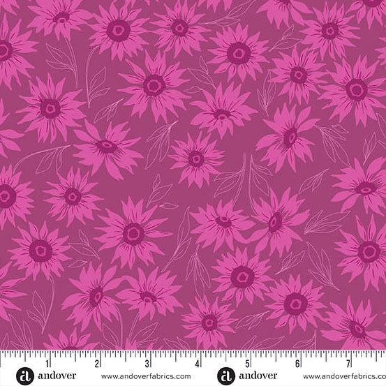 Fabric - Color Me Whispered by Stephanie Organes - Marguerite Mist Magenta - Half Yard