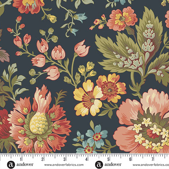 Fabric - Farmer's Daughter - by Laundry Basket Quilts - Milk and Honey Midnight - Half Yard