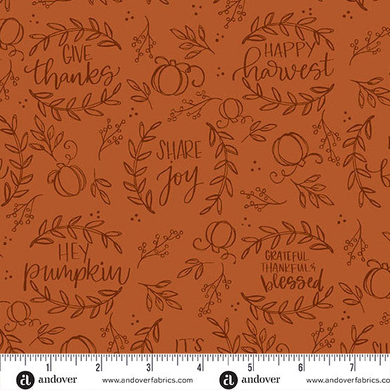 Fabric - Harvest Home - by Amy Latta -  Happy Harvest Ochre - Half Yard