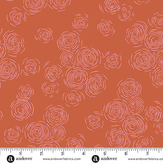 Fabric - Sunset Cottage - by Stephanie Organes - Echoes on the Lake Orange - Half Yard