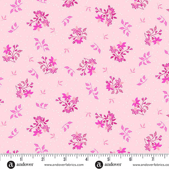 Fabric - Memories Unfold by Stephanie Organes - Echinacea Pink - Half Yard