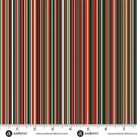 Fabric -  Adorn - by Makower UK - Classic Stripe Green - Half Yard