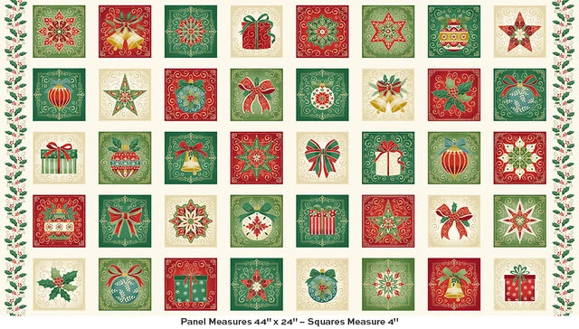 Fabric -  Adorn - by Makower UK - Squares Cream - Half Yard