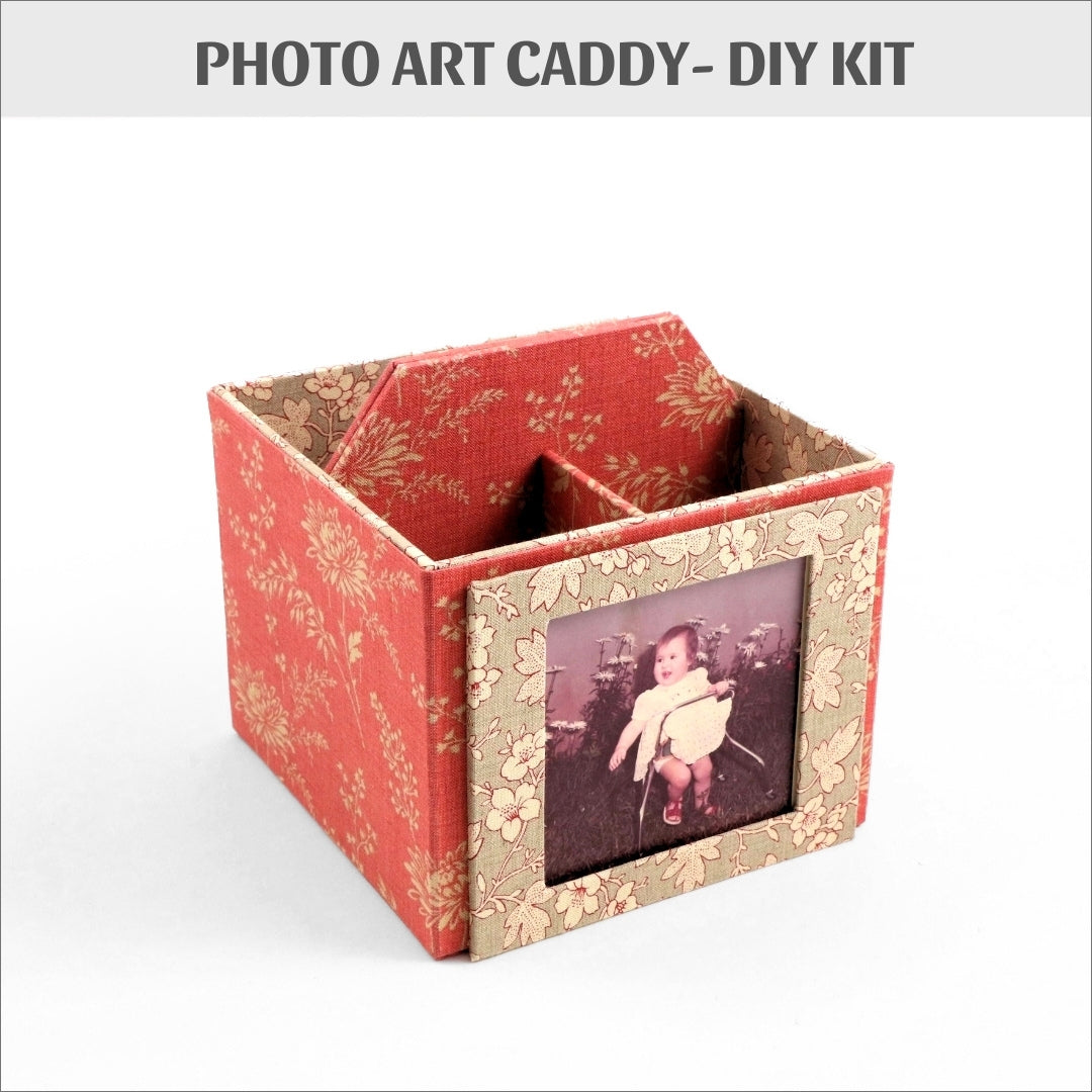 Fabric photo art caddy DIY kit, picture cube, photo caddy, cartonnage kit 185, Online instructions included