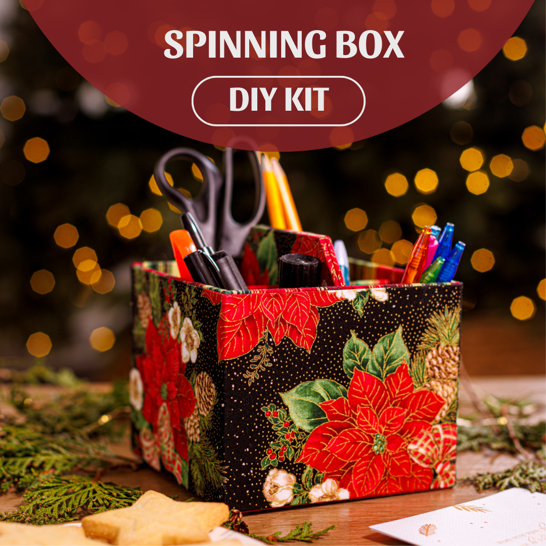 New Fabric spinning box DIY kit, cartonnage kit 174a, lazy susan included, Online instructions included