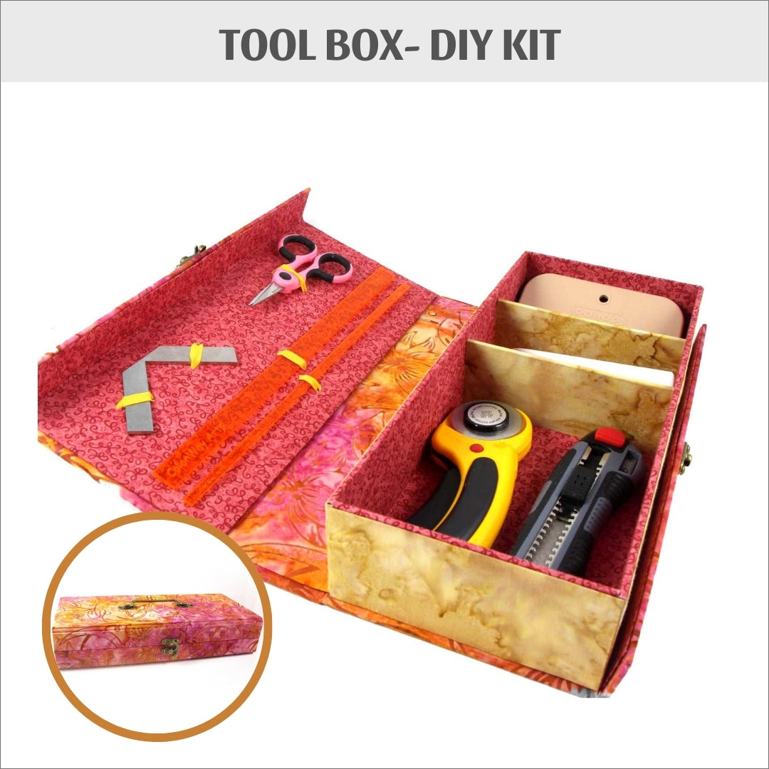 Fabric tool box DIY kit, cartonnage kit 138, online instructions included