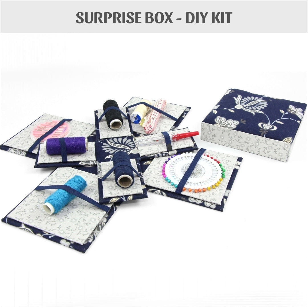 Fabric Sewing box DIY kit, cartonnage kit 135, etui sewing box kit, surprise gift box, online instructions included